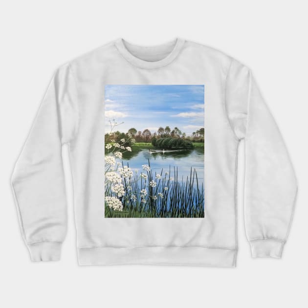 Sudbury Water Meadows Painting Crewneck Sweatshirt by TomCrittenden